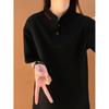 Black American embroidered short-sleeved men's summer design splicing t-shirt front shoulder heavy polo shirt half sleeve