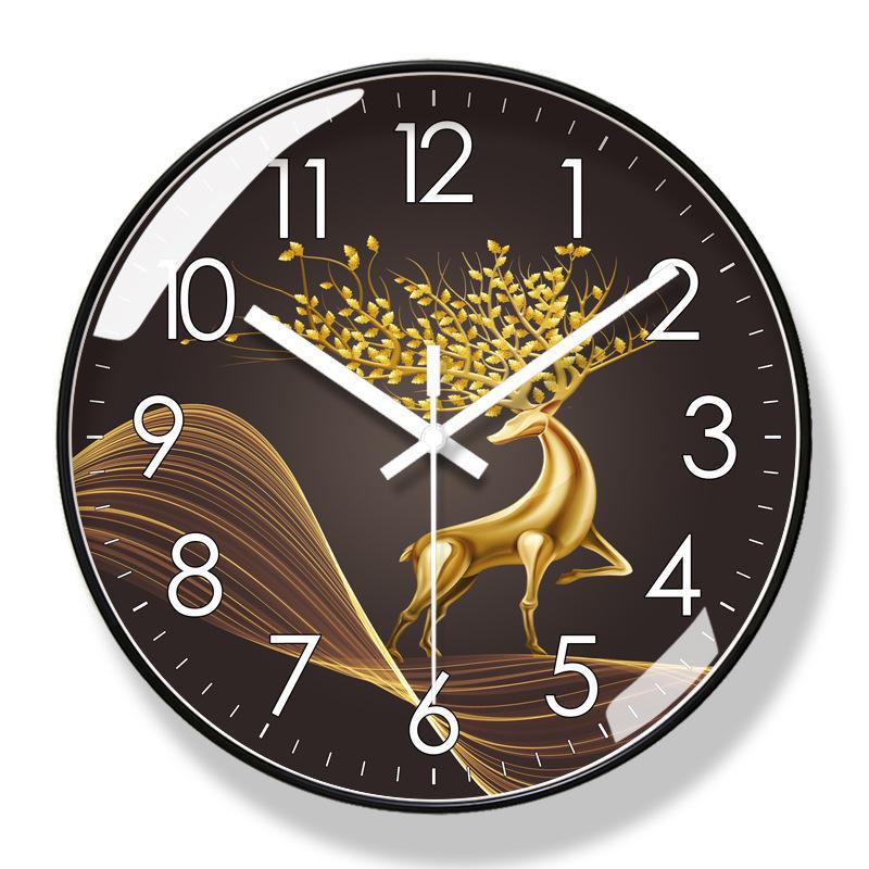 Yipra 6083 Elk Wall-Mounted Silent Quartz Clock for Living Room