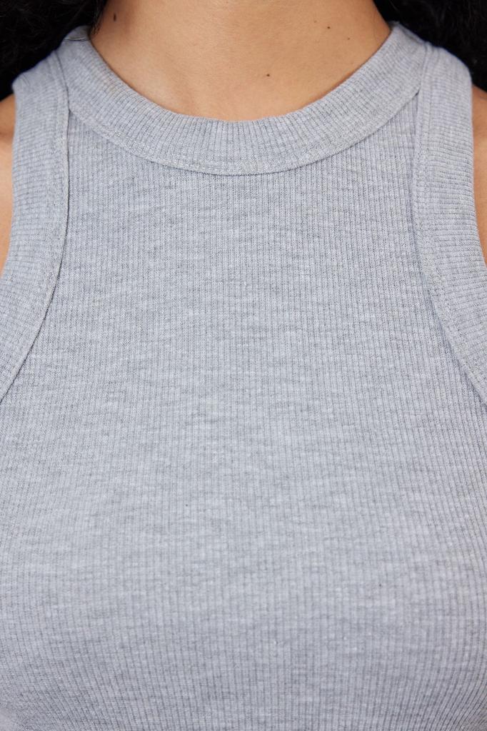 Women's Fashion Black Halter Neck Fitted Regular Length Ribbed Flexible Knitted Undershirt