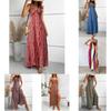 Summer Floral Print Sleeveless Maxi Dress With Zipper For Womens Beachwear