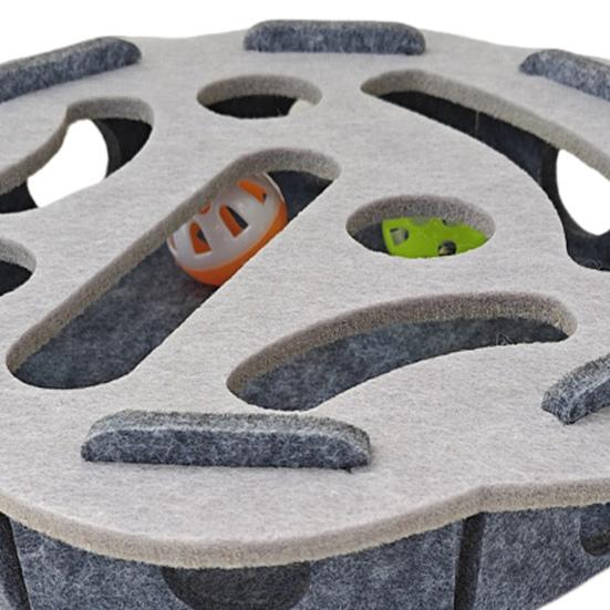 Yousheng Cat Scratch Puzzle Toy Kittens Puzzle Enrichment Box Cats Self-Play Felt Maze with 2 Bell Balls Nail File Scratch Board for Indoor Cats