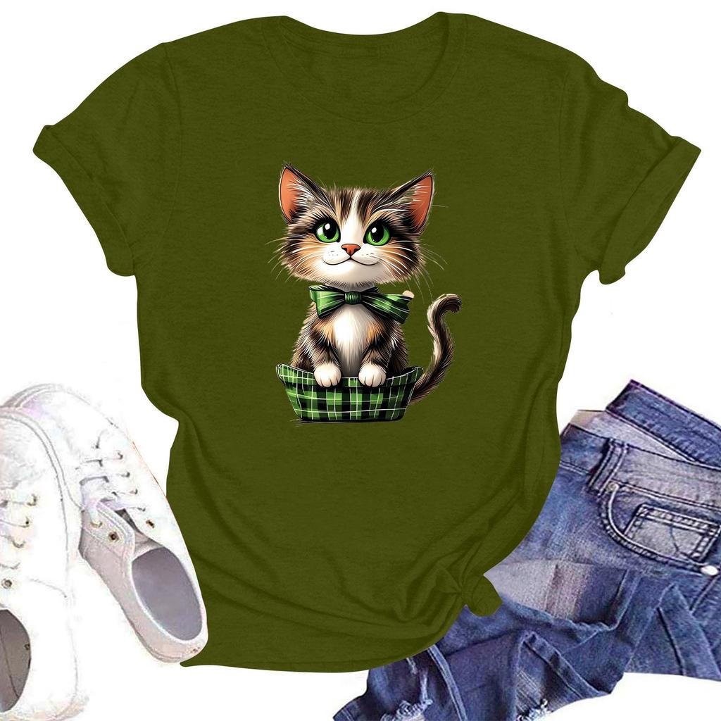 Женская модная футболка с круглым вырезом и коротким рукавом, пуловер