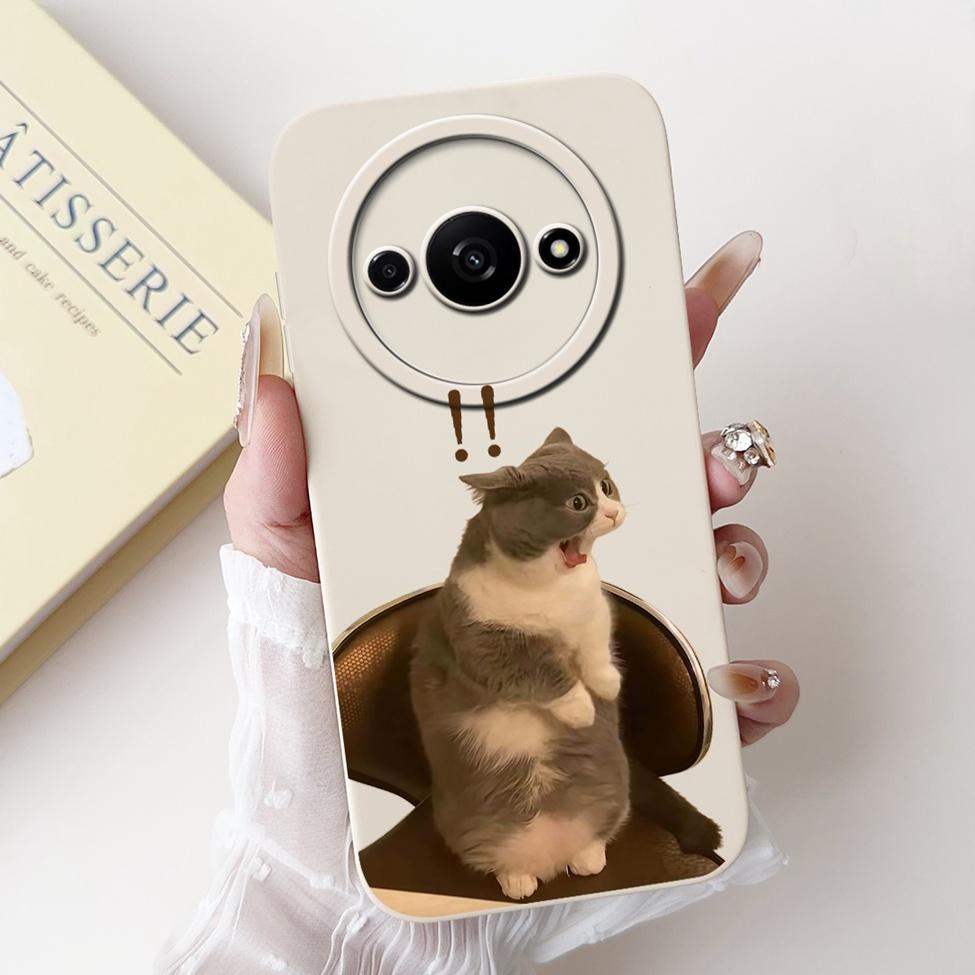 For Redmi A3 4G Phone Case For Xiaomi Poco C61 Cover Silicone Luxury Fashion Flowers Kawaii Cute Cat Painted Shockproof Bumper