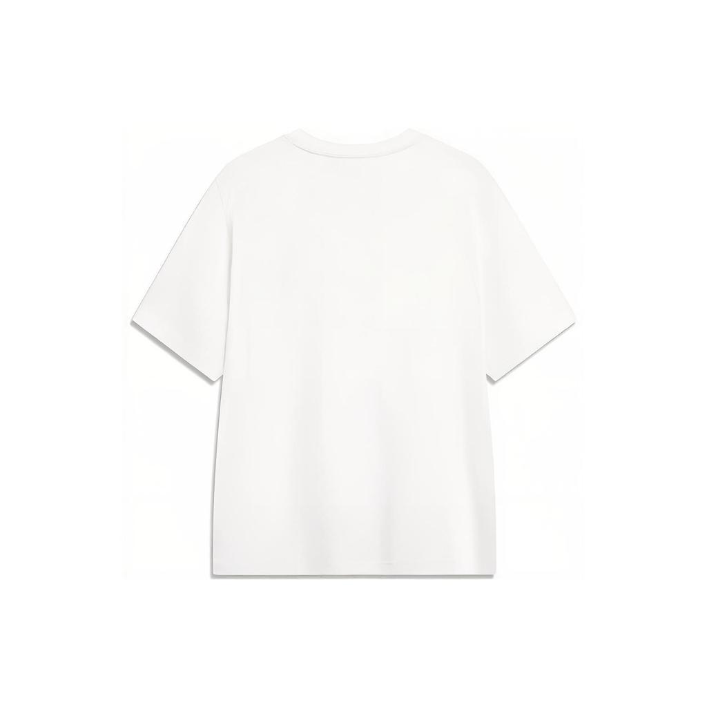 Li-Ning Свободная футболка с короткими рукавами и круглым вырезом Sports Life Series, топы унисекс, стандартный белый AHST787-1