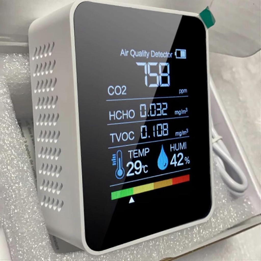Air Quality Monitor for Carbon Dioxide | Portable CO2 Monitor with Clear Display for Grow Tents and Bedrooms
