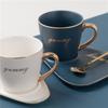 Solid Color Nordic Style Gold Plated Coffee Cup Ceramic Water Cup Mug Breakfast Cup Milk Cup Afternoon Tea Coffee Cup Plate Two Piece Set