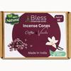 BLESS INTERNATIONAL Coffee and Vanilla 100%-Natural-Incense-Cones Handmade-Hand-Dipped Organic-Chemicals-Free for-Purification-Relaxation-Positivity