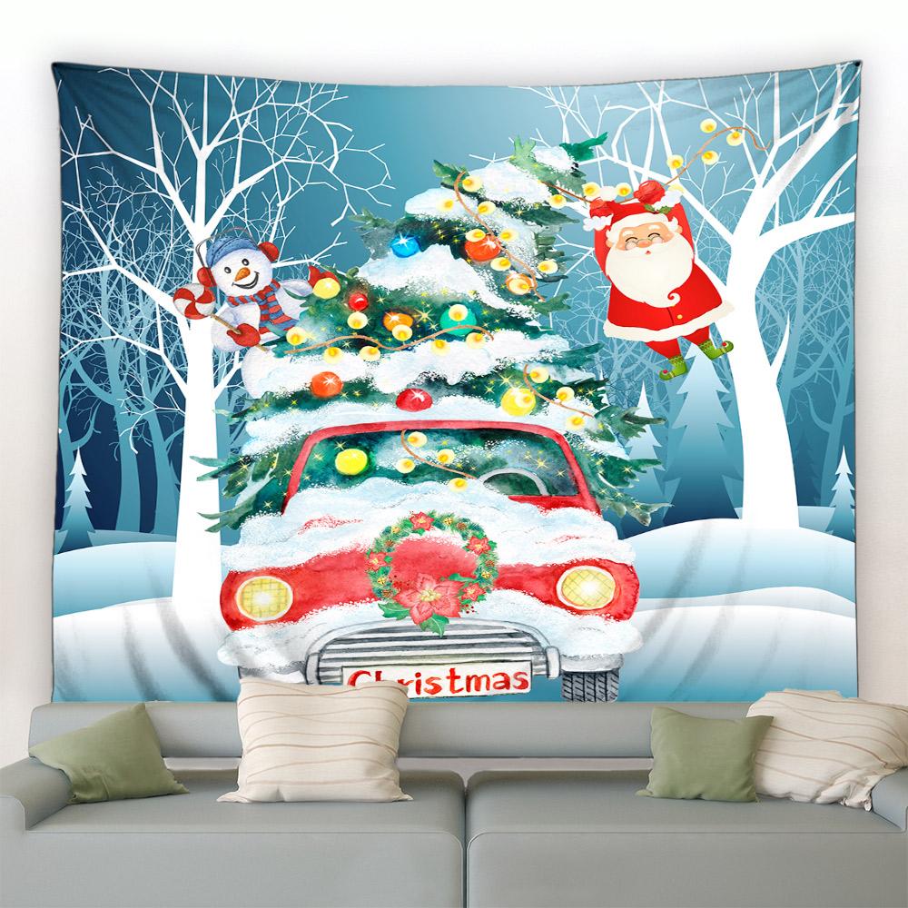 Санта-Клаус Снеговик с декоративным принтом и узором гобелен для дома, гостиной, спальни, настенное украшение, фон, тканевый гобелен