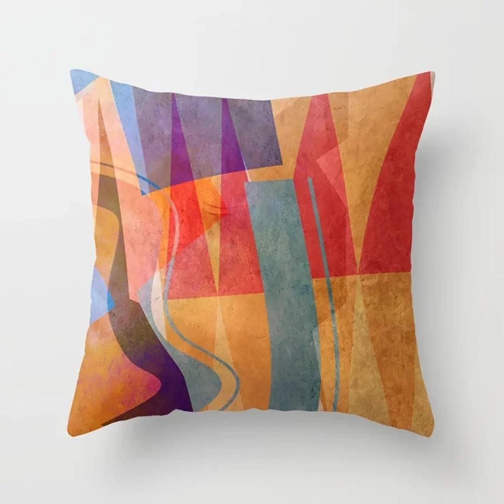 Colorful Geometric Print Pillowcase Office Living Room Car Ornaments Home Pillowcase