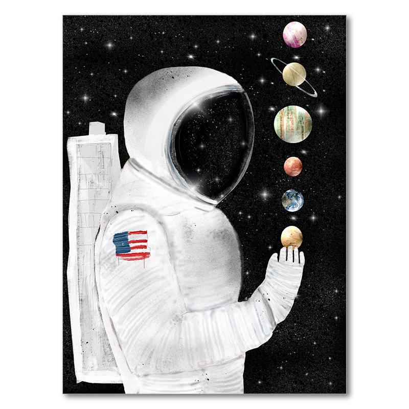 Детская комната Декор Космос Планета Искусство Печать Холст Картина Картины для Стены Украшения Настенные Картины Настенная Роспись