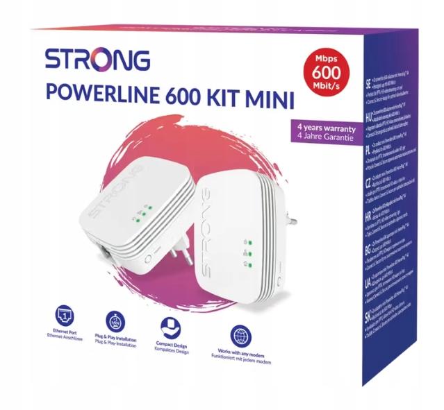 Powerline Strong 600 Duo Mini LAN Network Transmitter Internet from the Socket