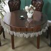 PVC Transparent Table Cloth Waterproof Oilproof Wipeable Lace Edge Design for Rectangular Round Dining Coffee Tables Home
