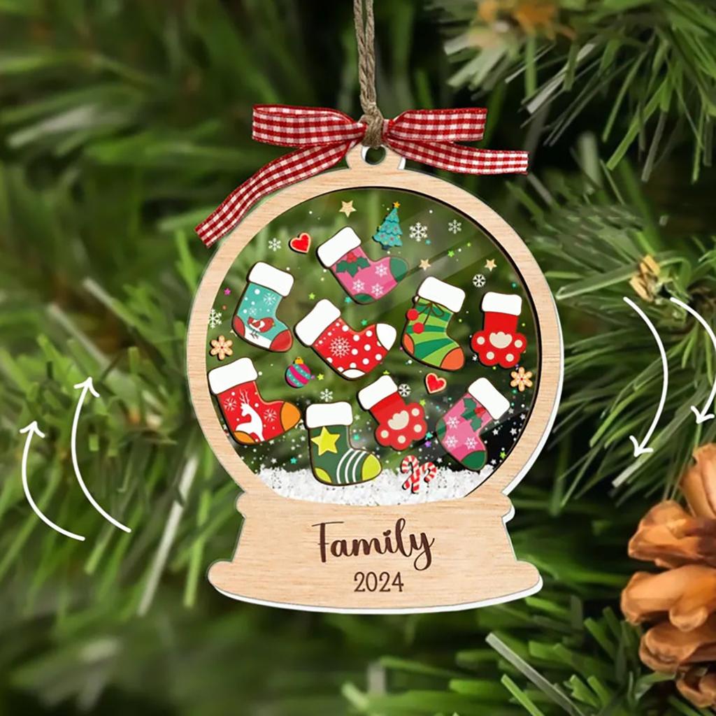 Семейное рождественское украшение из дерева для персонализированного домашнего декора и праздника