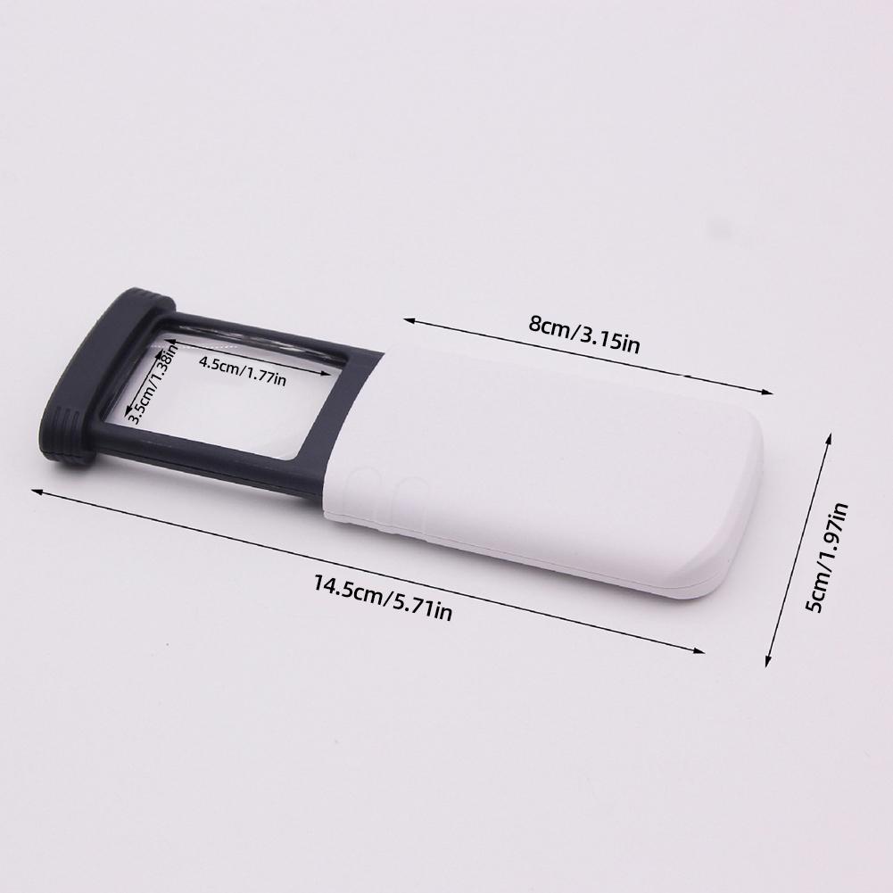 Pull-Out Magnifier Foldable Portable Magnifying Tools Handheld 4x Illuminated Lighted Magnifier Rectangular for Elderly Reading