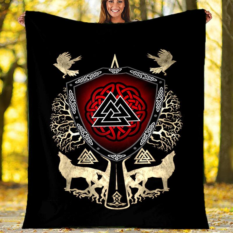 Viking Theme Printed Blanket - Perfect for Couch, Bed, Travel & Outdoor Use | Machine Washable, Cozy & Durable.