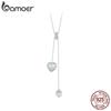 Bamoer из стерлингового серебра 925 пробы, кулон «Любовь», Y-образное ожерелье, цепочка на шею с двойным сердцем для женщин, ювелирные изделия на день святого Валентина, подарок