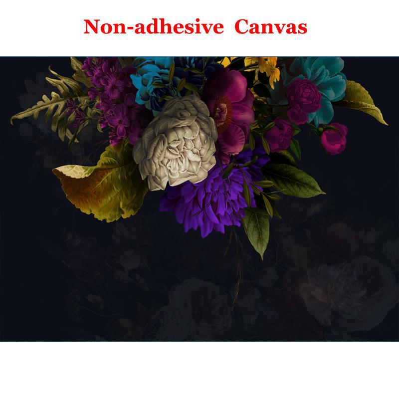 Индивидуальная фреска Ретро Цветок Черный фон Настенное украшение Живопись Отель Кабинет Спальня Обои Papel De Parede 3D