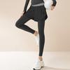 Женские брюки для йоги с высокой талией, имитация двух предметов, быстросохнущие, облегающие брюки, эластичные леггинсы с эффектом подтяжки ягодиц, цветные блоки, для фитнеса