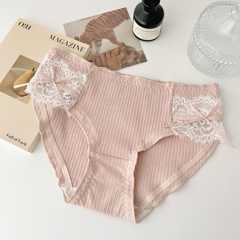 Women's Lace Underwear Pure Cotton Sexy Mid Waist Triangle Pants