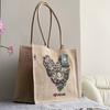 Jute Shopping Bag Eco Shopper Beach Bag SRBG-13 Heart of Ukraine