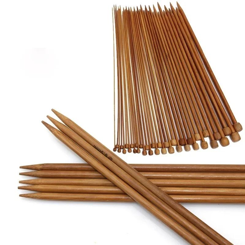 36PCS 18 Size Carbonized Bamboo Crochet Single Pointed Knitting Needles Sweater Needle with A Full Set of Beads