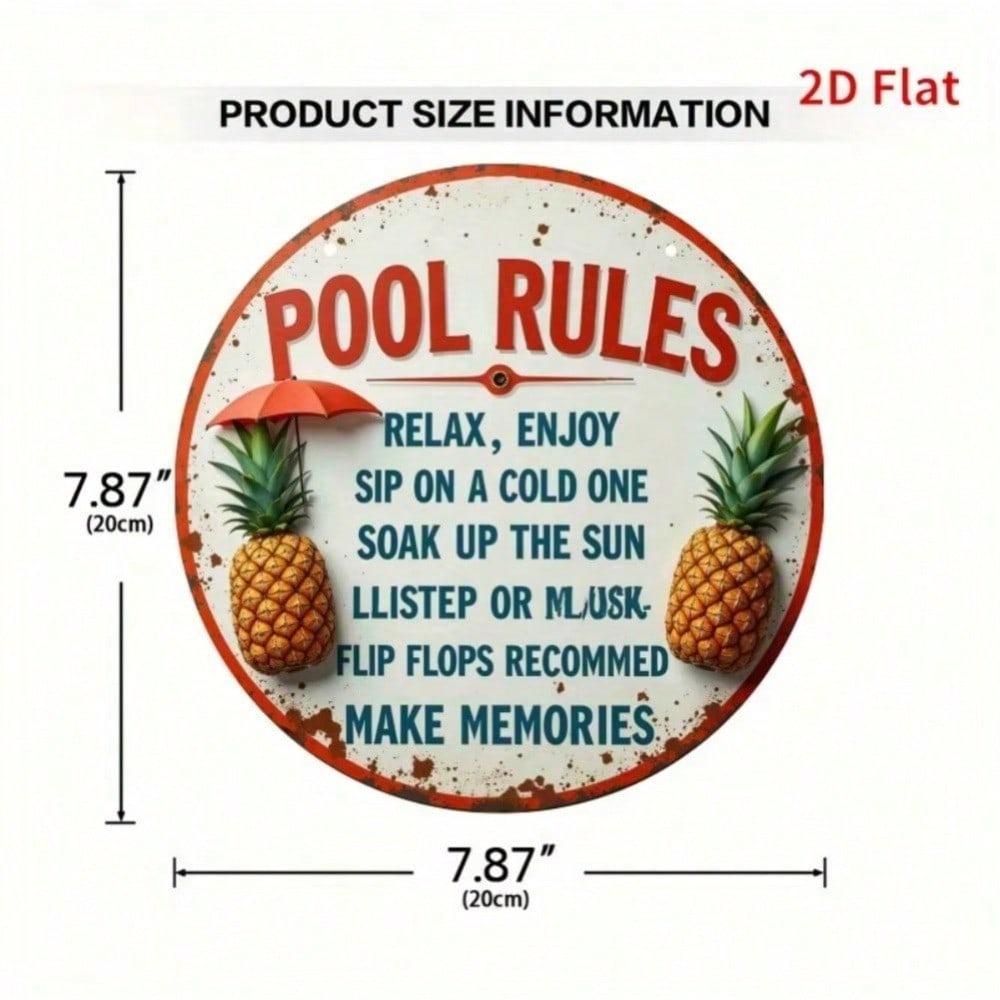 Vintage Metal Tin Sign Pool Rules Wall Decor for Home Bar Man Cave Gift