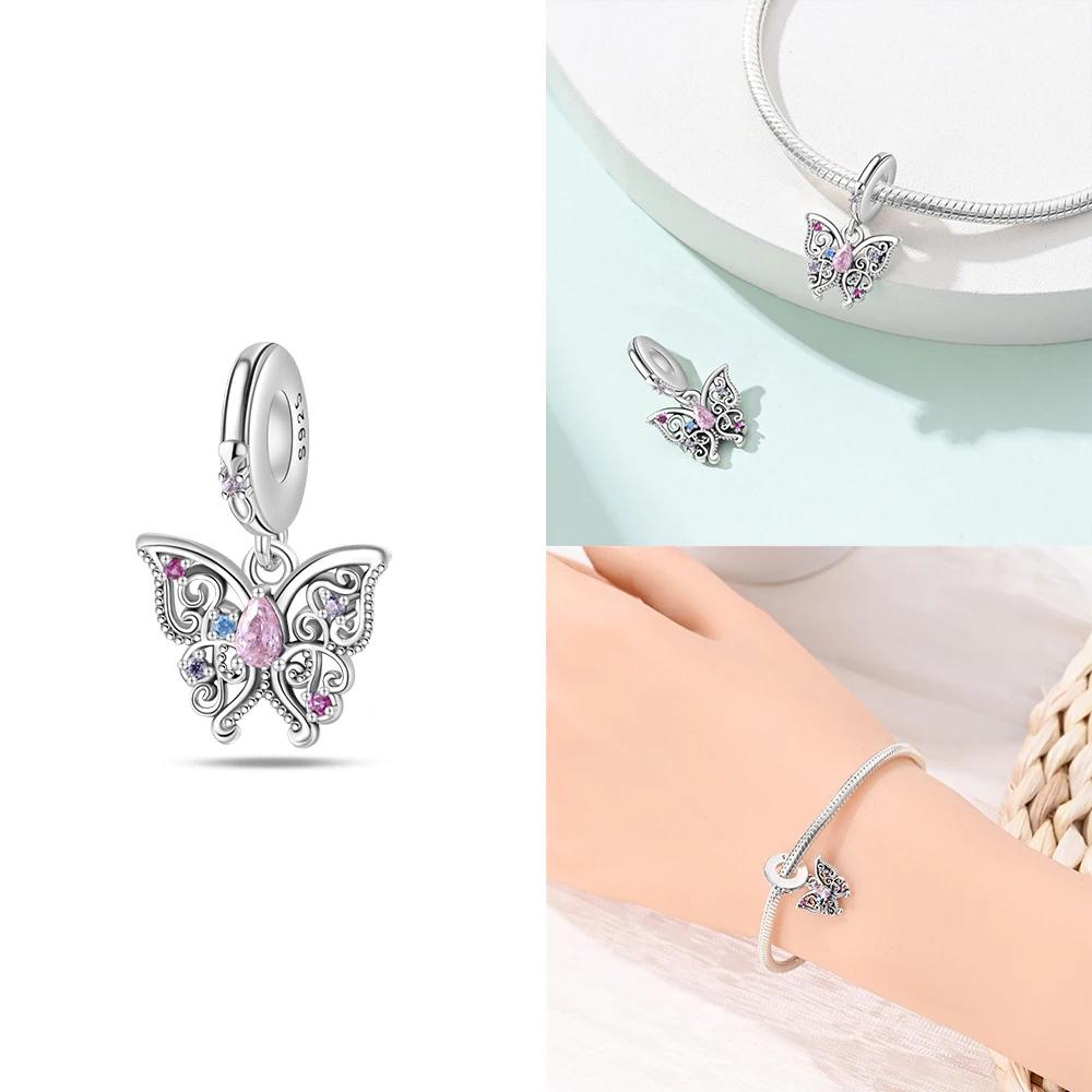 Copper Heart Shaped Guardian Color Romantic Retro Butterfly Charms Beads Fit 3Mm Original Bracelets Diy Jewelry Gift