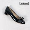 Patent Leather Leather Single Shoes Bow Flat Bottom Round Head Shallow Mouth New Red Wedding Shoes Versatile Thick Heel Medium Heel Women's Shoes