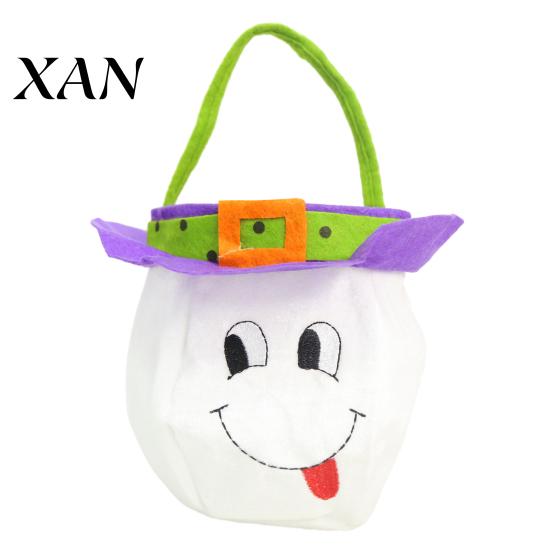 Halloween Candy Bags for Kids Kids, Trick or Treat Handbag with Handle, Spooky Small Toy Storage Containers Witch Ghost Black Cat Pumpkin Goodie