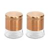 Отделка «розовое золото» - Стеклянные банки с широким горлышком для сахара, хлопьев, специй, бобовых и другого кухонного хранения 1250 мл, набор из 2 штук