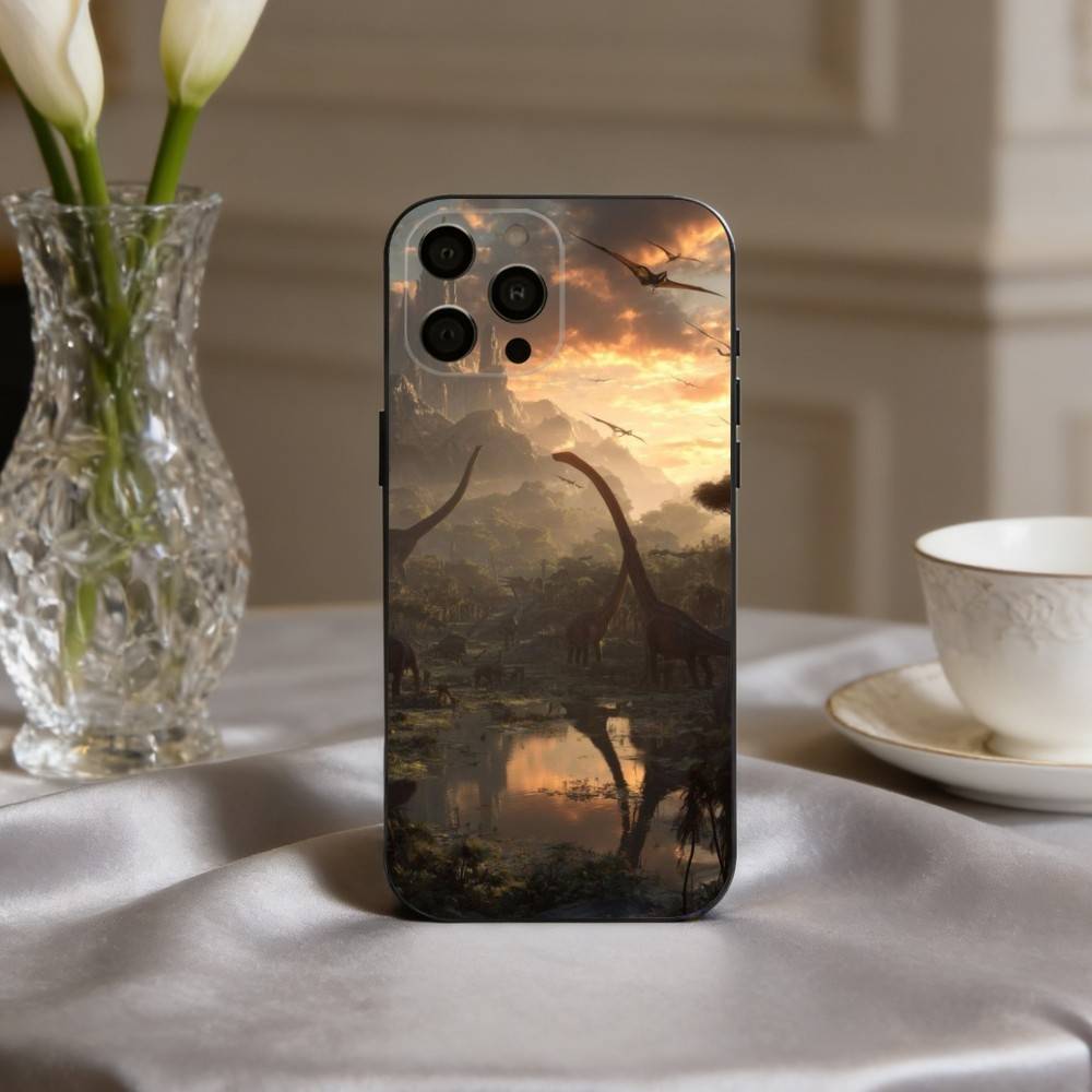 Крутая D-Динозавр Арт Чехол Для Телефона Для iPhone 17pro,16,15,14,13,12,11 Plus,Pro Max,XS,Мягкий Силиконовый Черный Чехол