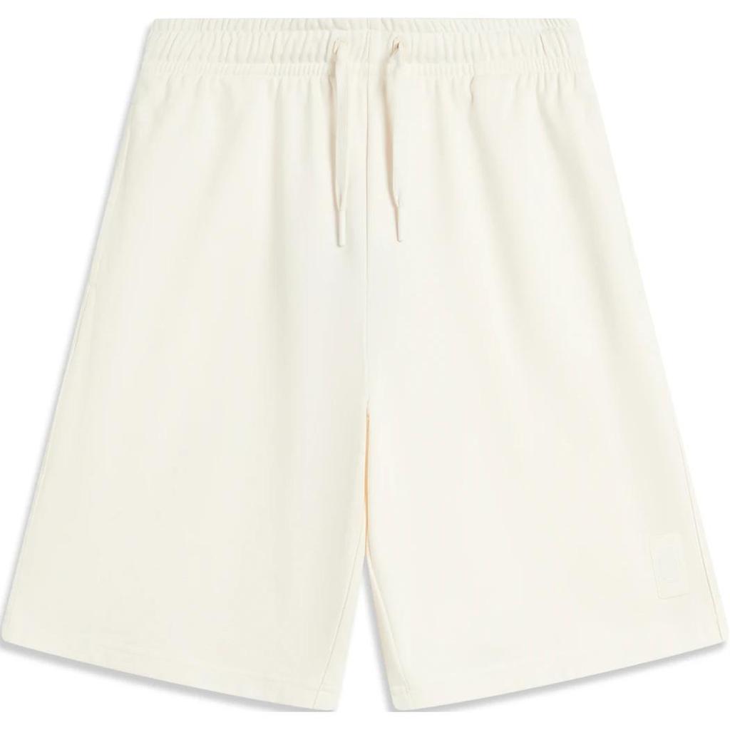 Li Ning Sports Trend Series Solid Color Mid Waist Drawstring Comfortable Breathable Straight Leg Casual Shorts Men Shorts Off-White AKSU235-12