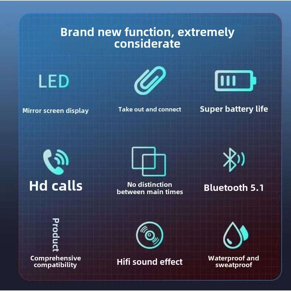 Bluetooth Headset TWS Wireless Mirror Digital Display Touch Charger In-ear Noise-cancelling Headset Factory