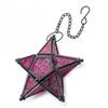 Beautiful European Vintage Iron Art Colorful Glass Wind Lantern Star Candle Holder For Home Decor