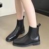 Интернет-знаменитость 2024 осень и зима новые ботильоны в британском стиле, темпераментный квадратный носок, эластичные, на тонком толстом каблуке, толстой подошве, ботинки Мартин женские