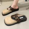 2025 Trend Flats Mules Slippers Home Casual Shoes Winter Slingback Fashion Walking Flip Flops Shoes Square Toe Mujer Zapatos