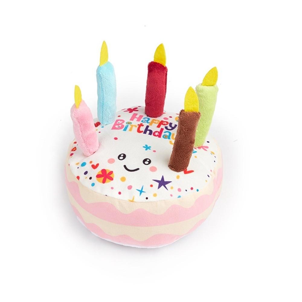 New Birthday Cake Dog Bite Resistant Interactive Sound Making Puppy Teething 16cm Gnaw Party Decor