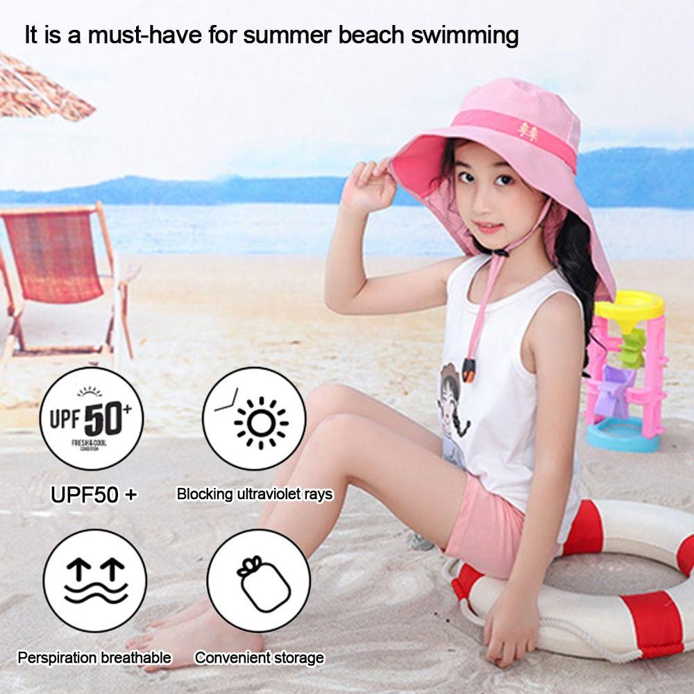 Outdoor Boy Girl Beach Cap Sun Hat Children Bucket Hats Wide Brim Cap UV Protection