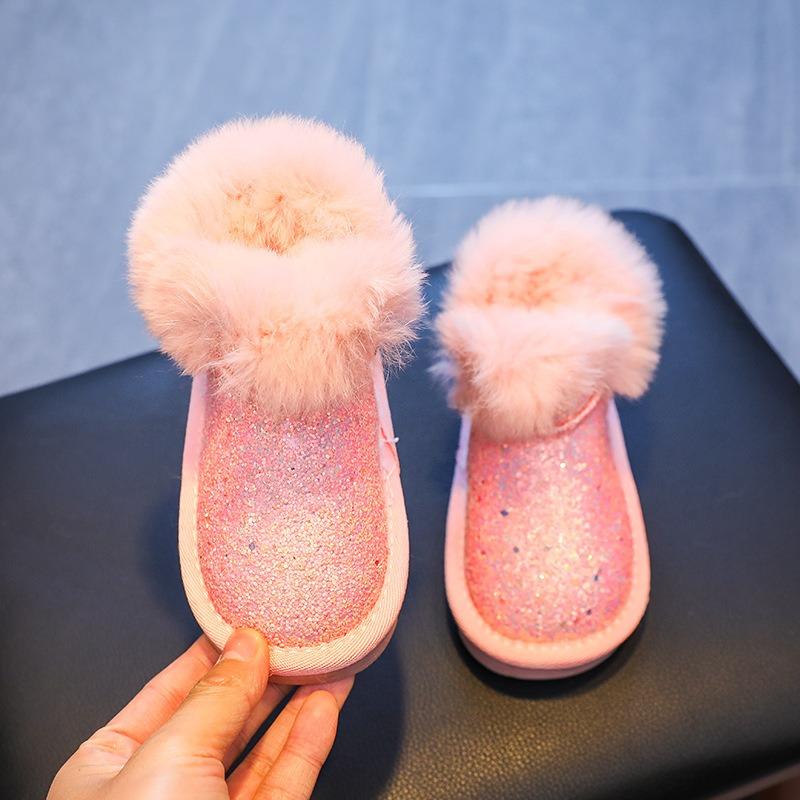 Модные новые яркие детские ботинки зимние утолщенные детские сапоги бархатные теплые холодные детские хлопковые сапоги с блестками зимние сапоги