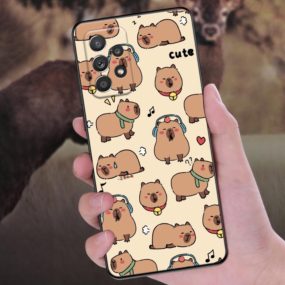 Милый чехол для телефона с капибарой для Samsung Galaxy A57 A56 A37 A55 A36 A26 A54 A52 A35 A34 A25 A17 A16 A15 A07 A06 Мягкая силиконовая крышка