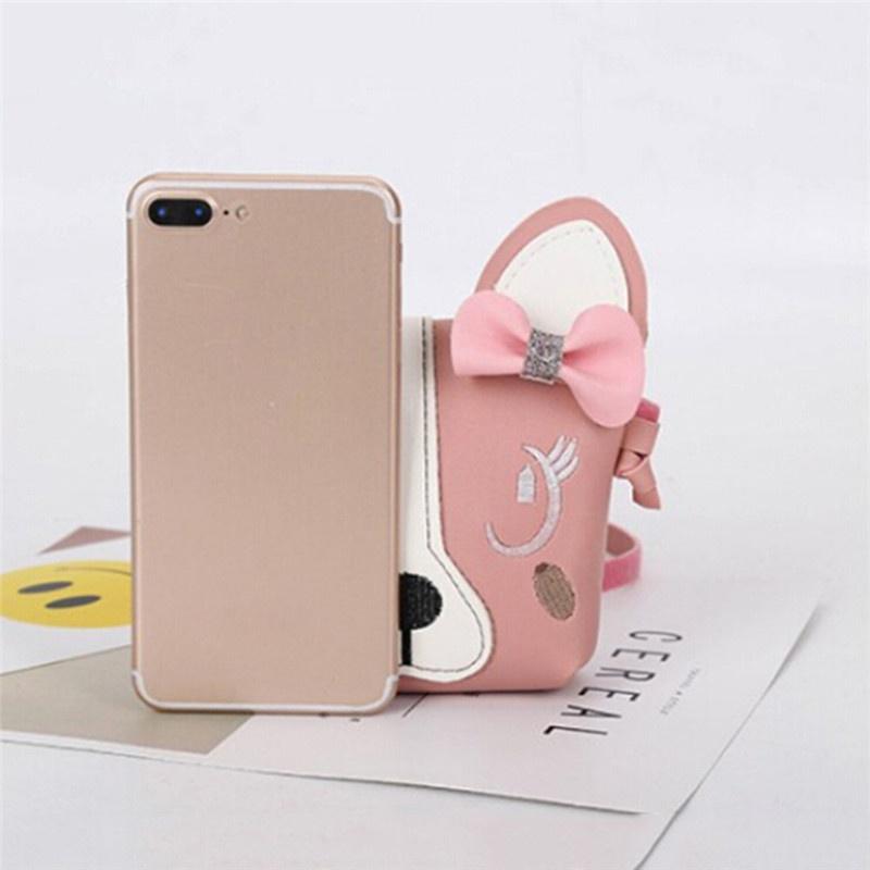 Кошелек для детей с бантом и милым принтом животных, детская сумка с кошкой, сумка на плечо, мини-сумка