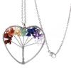 Life Tree Necklace 7 Complete Chakra Chain Gravel Zinc Alloy Peach Heart Women Accessories
