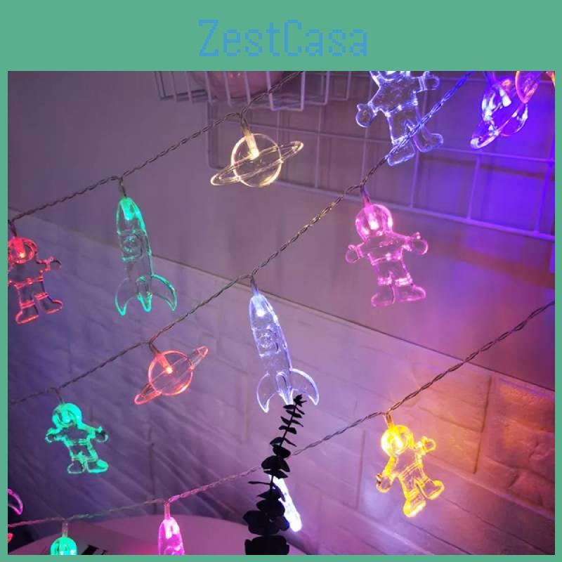 Lights Led String Spaceman Rocket Planet Hanging Lamp Kids Bedroom Gifts Decor