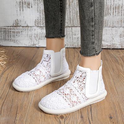 Мода Горячие Продажи 2025 Новые Комфорт Мода Женские Дышащие Сетчатые Летние Туфли Кружево Ходьба Неглубокие Новые Однотонные Нескользящие Повседневные Туфли