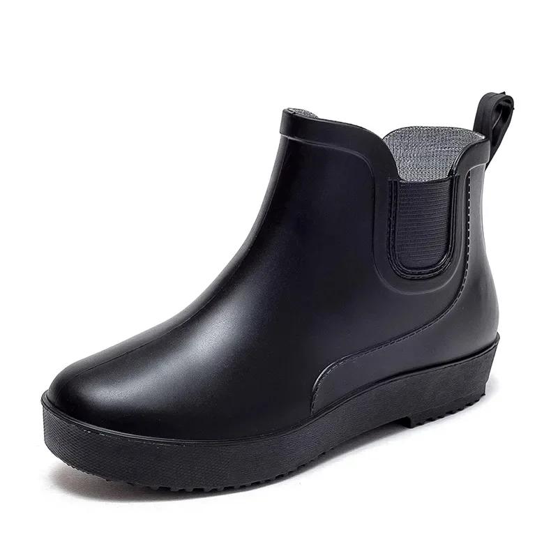 Fashion Rain Shoes Women's Korean Version Anti Slip Rain Boots Short Tube Fashionable External Style New Rubber Shoe Cover
