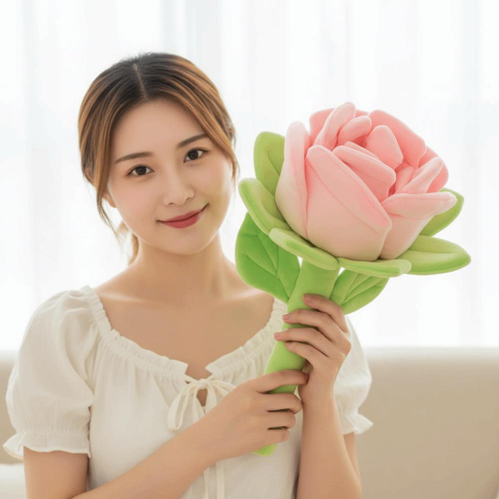 Romantic Red Rose Bouquet Soft Rose Plush Pillow Simulation Plush Rose  Home Decoration