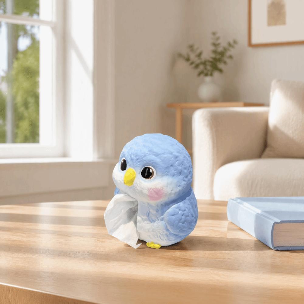 Creative Design Decorative Napkin Dispenser Cartoon Blue Bird Ceramic Tissue Holder Bedroom Use