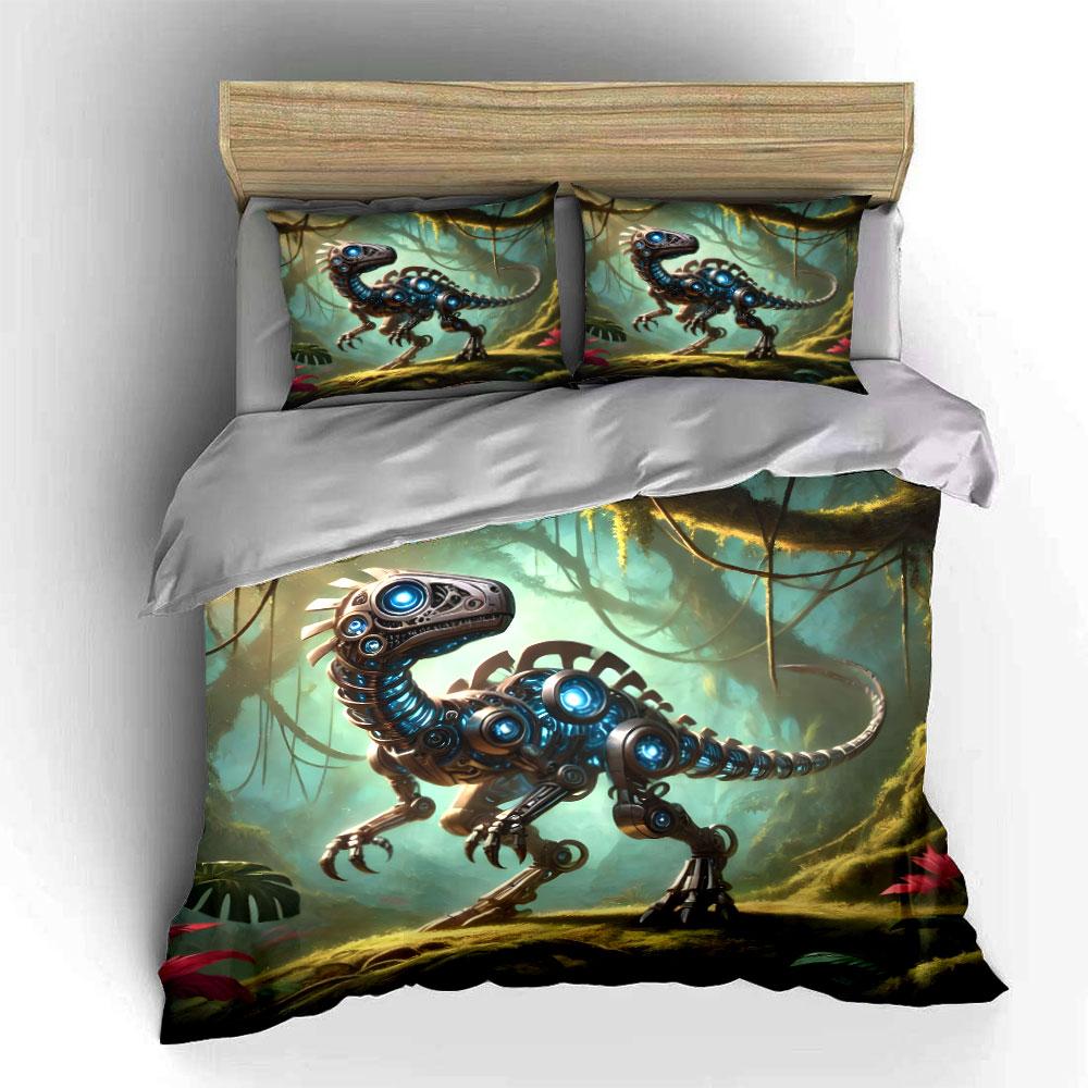 Futuristic robotic dinosaur design Bedding sets Duvet cover sets Duvet covers Pillowcases(1 * Duvet Cover 2 * Pillowcases without duvet insert)
