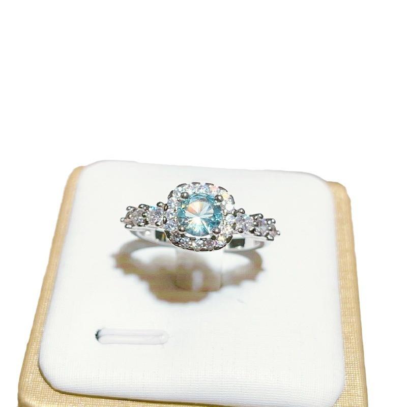 Европейские и американские кольца с имитацией драгоценных камней циркония, кольца с сапфирами небесно-голубого цвета