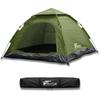 Палатка FIELDOOR One-Touch, квадратная, 4-местная, 200 см шириной x 200 см глубиной x 120 см высотой, хаки (Легко установить, просто потяните за шнурки!)